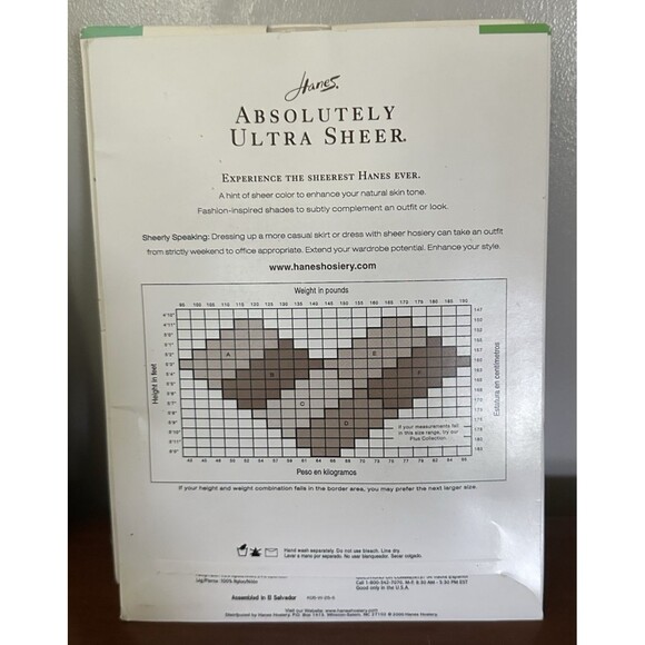 Hanes Absolutely Ultra Sheer Pantyhose Control Reinforced Toe Size D Pale Grey - Picture 2 of 2